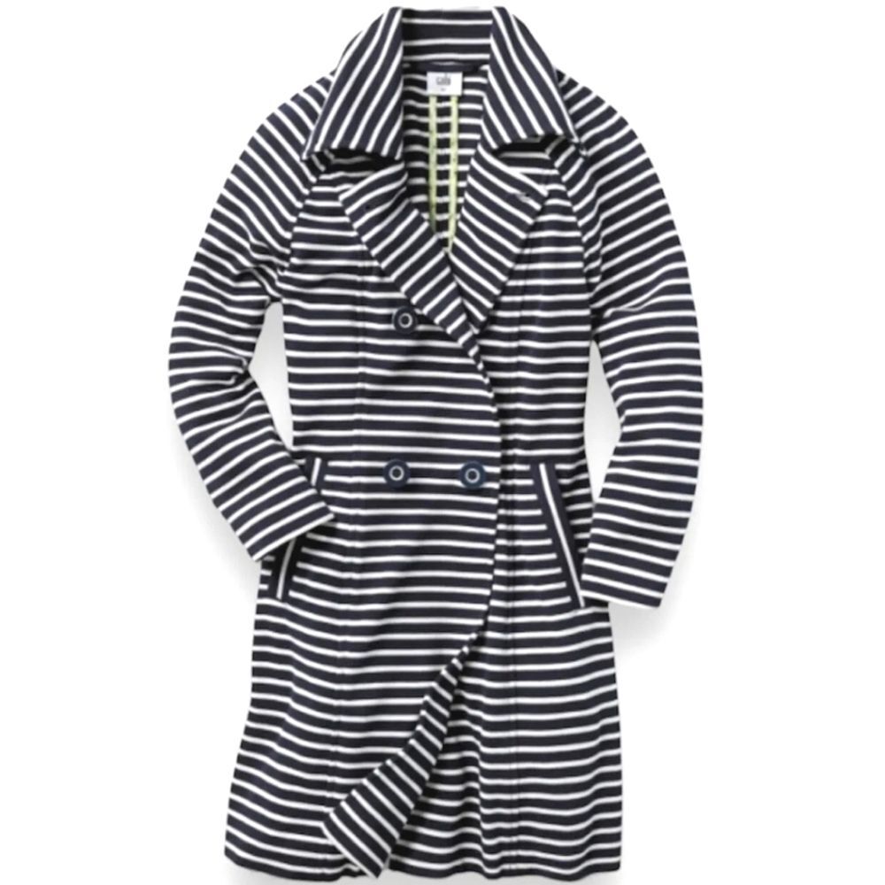 Cabi Jacket Double Breasted Trench Coat Womens Size XXS Maritime Nautical Stripe